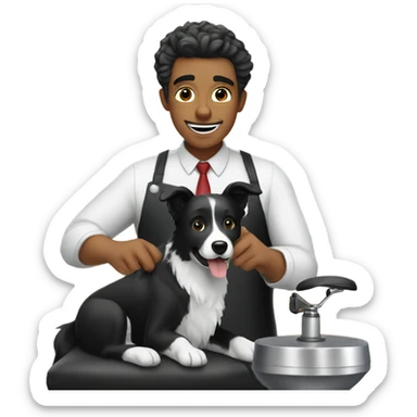 barber with a black border collie sticker