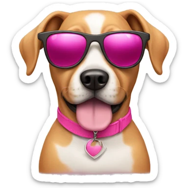 dog with sunglasses pink sticker