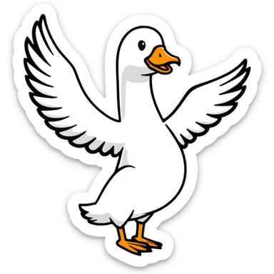 goose with wings spread out in t position sticker