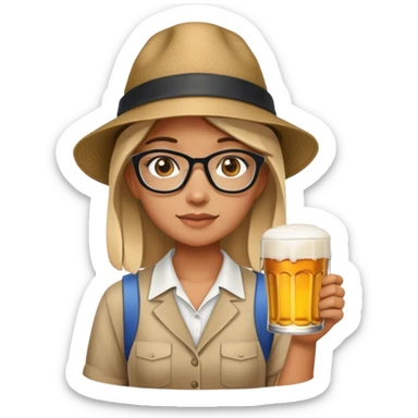 cool girl teacher with a beer and a bucket hat sticker