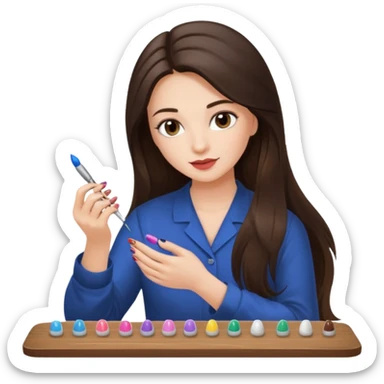 brunette nail artist long haired sticker