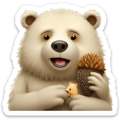Bear in love with hedgehog sticker