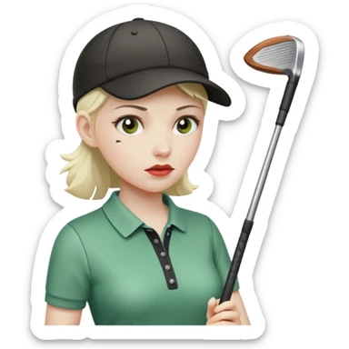 women golfer sick profile sticker