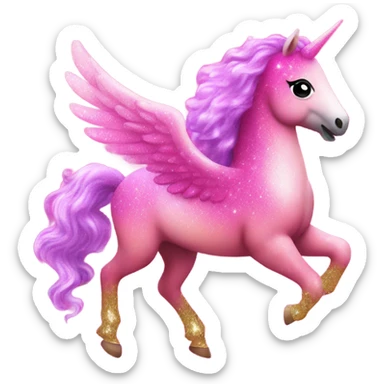 Hot pink ombre Pegasus covered in sparkles  sticker