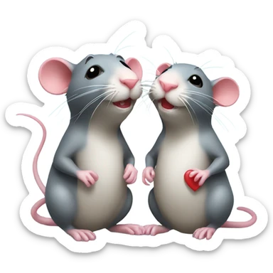 two rats with hearts sticker