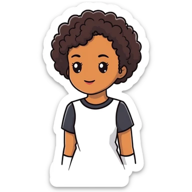 Woman with brown skin, short dark black curly hair sticker