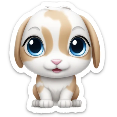 cute bunny white and caramel blue eyes sticker