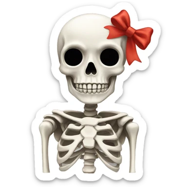 Skeleton with a bow sticker