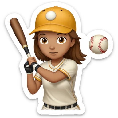 teen girl with brown hair, tan, tall and plays softball sticker