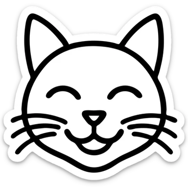 Make the black cat smile, keep the style and no background. sticker