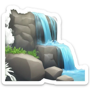 Una cascada de agua cristalina cayendo sobre rocas lisas sticker