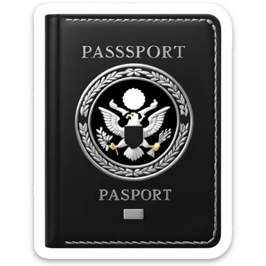 black passport with silver details sticker