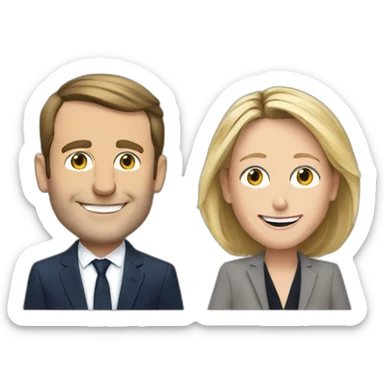 Marin lepen and macron sticker