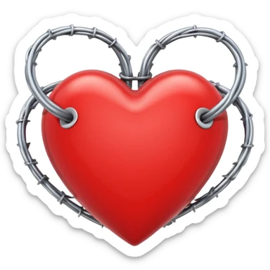 red heart emoji wrapped in silver barbed wire sticker