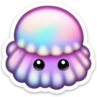 Kawaii neon glitter clam pearl emoji    sticker