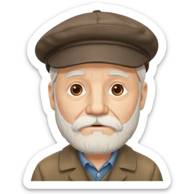 Old man white beard wearing a flat cap sticker