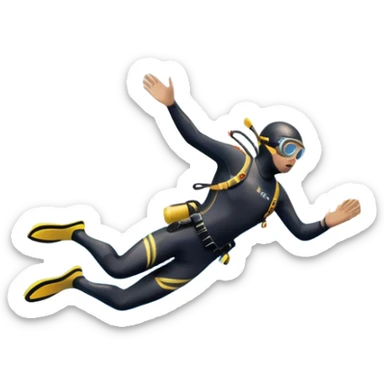 A diver mid-air, plunging from a high cliff into the sparkling ocean below. The background features rugged cliffs, clear blue water, and a bright sky, emphasizing the excitement and danger of the sport with a sense of freedom and adventure. sticker