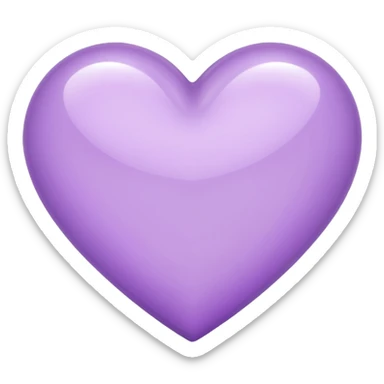 A light purple heart emoji that has the same shape as a normal heart emoji and light reflecting is from the tip of the heart sticker