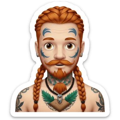 white color mstache dark ginger braids man very white mustache old very tattoed with the whitest mustache ever sticker