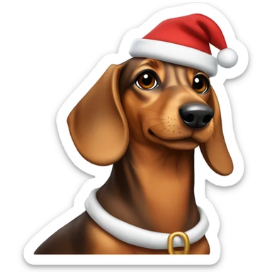 daschund wearing a santa outfit  sticker