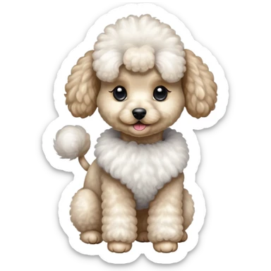 Small poodle with high ponytail sticker