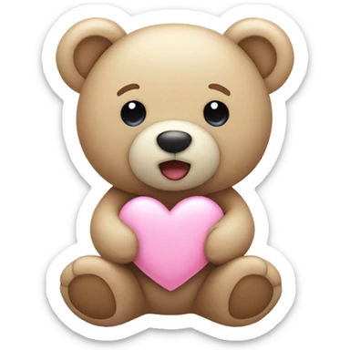beige teddy bear and a pink pastel heart sticker