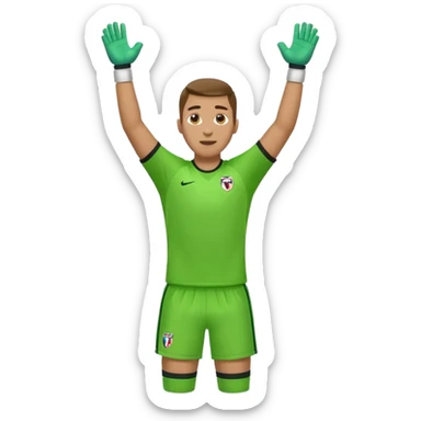 soccer goalkeeper green shirt, shorts, socks, football boots arms up sticker