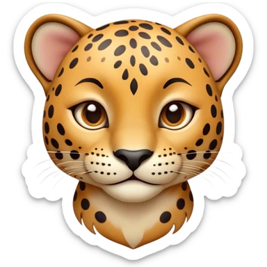 Cinematic Cute Jaguar Portrait Emoji, Head tilted playfully and inquisitively, with a smooth, agile form accented by delicate spotted patterns and round, sparkling eyes full of charm, Simplified yet irresistibly adorable features, highly detailed, glowing with a warm, inviting wild glow, high shine, affectionate and lively, stylized with a touch of whimsical feline grace, soft glowing outline, capturing the essence of a mischievous yet loving jaguar that feels like it could pounce out of the screen into your arms! sticker