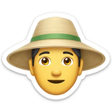 Asian man wearing Vietnamese hat sticker