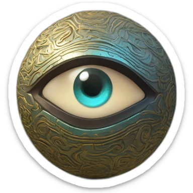 3d sphere with a cartoon Vex skin texture with Eye of Horus sticker