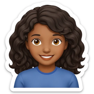 Black, wavy hair, brown skin, filipina defaulr emoji girl sticker