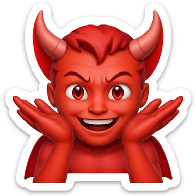 Make me emoji with devil face and rubbing hands like fly sticker