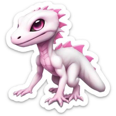 White, Chibi, White, Pink eyes, Anthro-Sona-Lizard-Alien-Fakémon, Full Body sticker