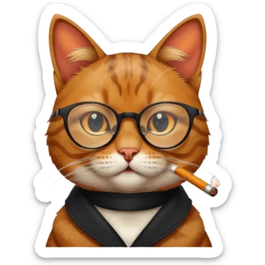 Cat with glasses and smoking sticker