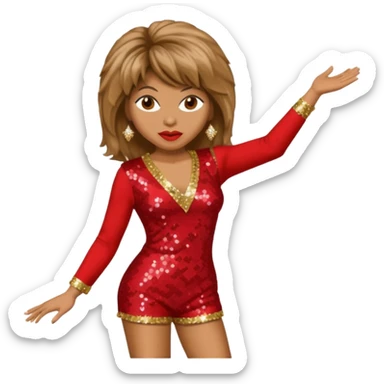 Tina Turner, Queen of Rock'n Roll from Famous People with long light brown hair, red sequin outfit sticker
