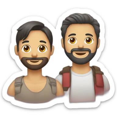 a colombian with a beard and a vietnamese without a beard gay couple sticker