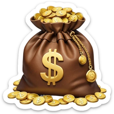 bag of money with a video play button on it, coins at the side, no dollar sign sticker