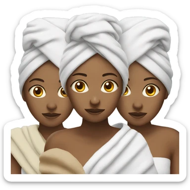 Three women with a towel on their heads sticker