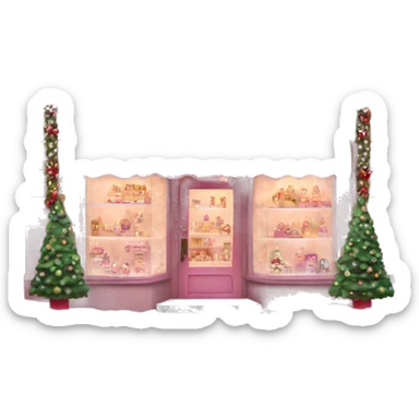 pink storefront decorated for christmas sticker