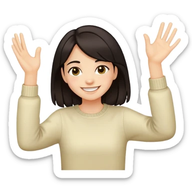 girl with dark hair making a dab  sticker