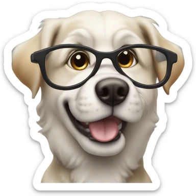 The actually dog with nerd glasses and buck teeth and finger pointing up sticker