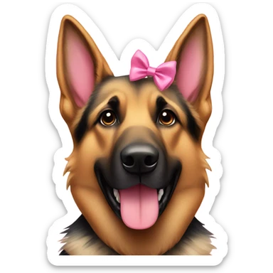 german shepherd wearing a pink bow sticker