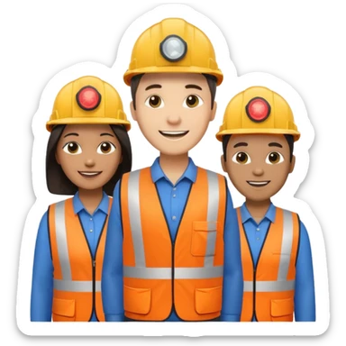group of multiracial railway engineer  standing sticker