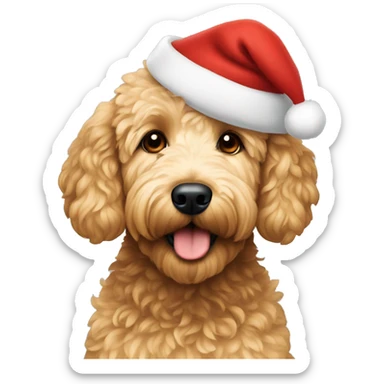 Goldendoodle wearing a Santa hat  sticker