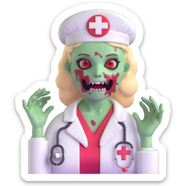 zombie nurse female with nurse hat and medical mask sticker