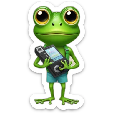 frog with walkman sticker