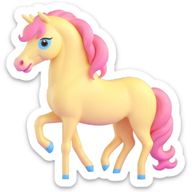 pastel yellow pony with pink mane, gentle expression sticker