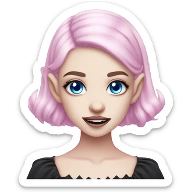 Cute pink pale vampire teeth vampire goth princess elf ears blue eyes pink hair sticker