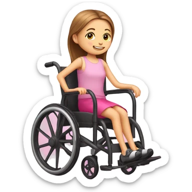 Niña en silla de ruedas con rosa sticker