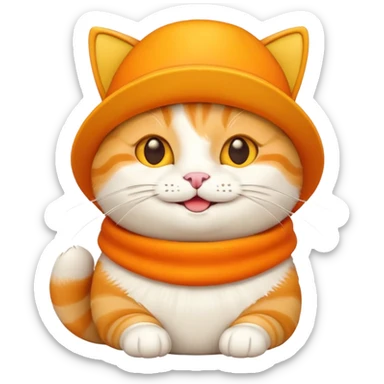 Cheese cat wearing a yellow hat sticker